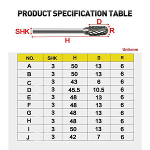1/8 Tungsten Carbide 3x6mm Drill Bits Rotary Burrs Metal Diamond Grinding Woodworking Milling Cutters For Drill Bits