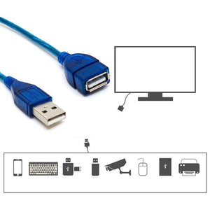 1M 1.5M 2M 3M Anti-Interference USB 2.0 Extension Cable USB 2.0 Male To USB 2.0 Female Extension Data Sync Cord Cable Blue