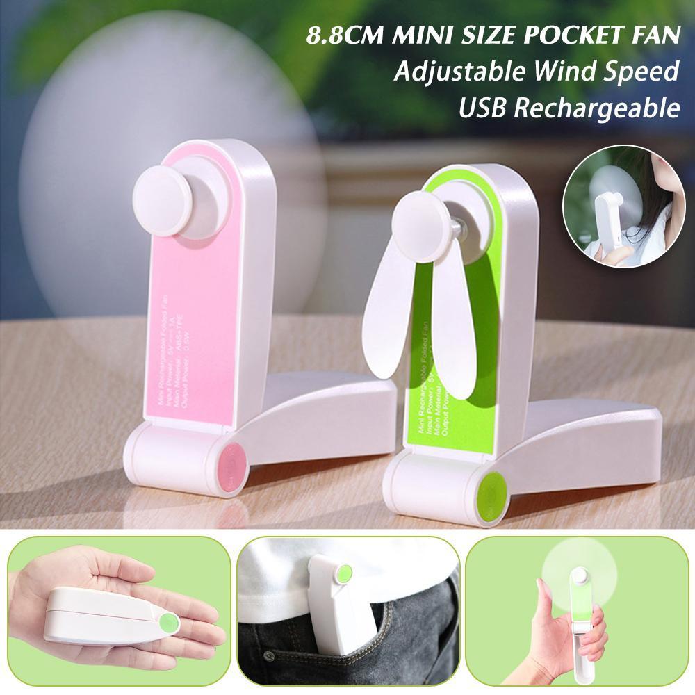 Portable Mini Fan Pocket Foldable Adjustable Wind Speed Handheld Personal USB Rechargeable Fans Home Office Travel Outdoor
