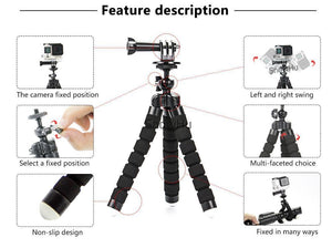 SnowHu Mini Flexible Sponge Octopus Tripod For iPhone Xiaomi Huawei Smartphone Tripod for Gopro8 7 6 5 Accessory With Phone LD06