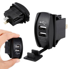 Load image into Gallery viewer, 3.1A 12-24V LED Universal Car Charger Waterproof Dual USB Port Charger Socket Outlet for Motorcycle Car Auto Accessories Camping