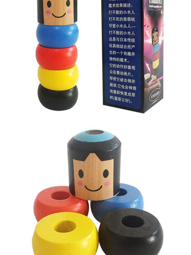 2019 NEW 1Set immovable tumbler magic Stubborn Wood Man toy magic tricks Close-up stage magic accessories funny unbreakable toy